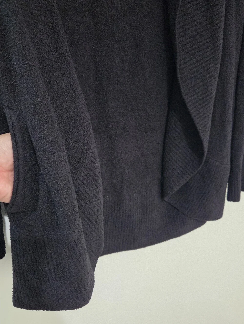 Barefoot Dreams CozyChic Ultra Lite Oasis Black Ribbed  Cardigan